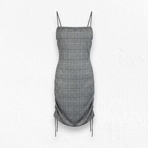 Y2K Vintage Black White Houndstooth Plaid Windsor Mini Bodycon Dress Size Small